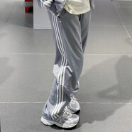 阿迪達(dá)斯 （adidas）運(yùn)動褲男褲2025夏季新款三葉草休閑褲寬松直筒褲長褲 IY2276灰色 M
