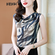 NENW 潮流輕奢潮牌新款夏裝時髦上衣女歐美無袖背心T恤設(shè)計感蕩領(lǐng)氣質(zhì)寬松洋氣小衫 抽象花 2XL 建議【120-135斤】