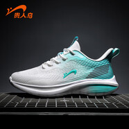 貴人鳥(niǎo)男鞋休閑鞋新款夏季飛織網(wǎng)面透氣跑步鞋學(xué)生減震 白/湖綠 40
