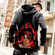 天龍致尊Denon supreme衛衣男女潮牌2021秋季中國風(fēng)醒獅印花嘻哈寬松連帽情侶衛衣外套 9135黑色 2XL