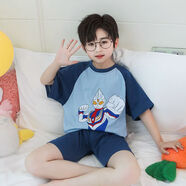 恐龍夏季男童睡衣薄款短袖純棉室內空調服卡通帥氣簡(jiǎn)約寬松家居服 男童棉質(zhì)短袖K6605#奧特曼 12碼建議120-130cm