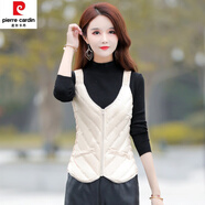 皮爾卡丹（pierre cardin）羽絨內(nèi)膽女馬甲內(nèi)穿輕薄修身保暖貼身打底小背心2024年 米白色(吊帶拉鏈款) 4XL 體重140-165斤