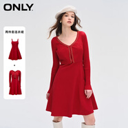 ONLY時(shí)尚針織收腰傘裙套裝短裙連衣裙女|124107001 F18 疾行紅色SCOOTER XS (155) 76A