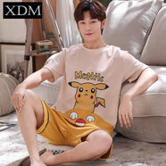 熊迪明睡衣男夏季胖大童短袖短褲青少年12-13-15歲男孩初中學(xué)生純棉套裝 2112短袖皮卡 男童裝版M碼60-80斤