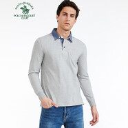 圣大保羅男士時(shí)尚長(cháng)袖t恤春秋季男裝純色翻領(lǐng)上衣 灰色Y3 170/88B