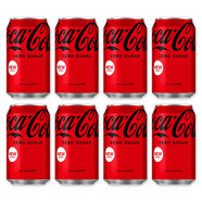 可口可樂（Coca-Cola）【新日期】香港進(jìn)口ins網(wǎng)紅飲料可口可樂330ml罐裝 8罐零度可口可樂(紅罐黑字)