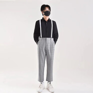 創(chuàng  )京懿選人氣高端蔡徐坤同款背帶褲蔡徐坤同款背帶褲兒童青少學(xué)表演衣服ik 兩件套（長(cháng)袖襯衫+背帶褲）項 5XL穿180斤-220斤