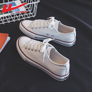 回力帆布鞋男女低幫經(jīng)典款黑色情侶透氣耐磨學(xué)生運動(dòng)鞋板鞋 白色 35