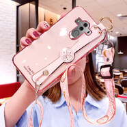 喬歡歡 華為mate9手機殼mate10保護mt10pro硅膠套m9por腕帶掛繩MHA一AL00全 Mate10 Pro【櫻花粉】升級腕帶支架款全屏鋼