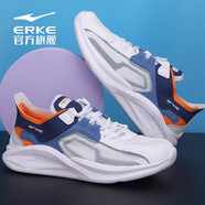鴻星爾克（ERKE）跑步鞋男紅星官網(wǎng)旗艦減震網(wǎng)面透氣輕便防滑男士戶外訓(xùn)練慢跑鞋男 正白/月季橙 44