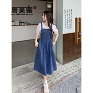 唐菓蜜牛仔背帶裙女夏季2025新款女裝韓版時尚百搭學(xué)院風(fēng)減齡學(xué)生連衣裙 牛仔背帶裙 M