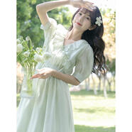 馭達(dá)2024新款連衣裙女夏天甜欲風(fēng)法式小清新學(xué)生森系雪紡裙子送女友 牛油果綠 M92-103