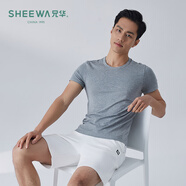 兄華男短袖T恤莫代爾韓版夏季圓領(lǐng)新款潮男修身健美打底上衣汗衫 麻灰 M (165)