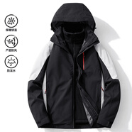 BRELRMON秋冬沖鋒衣三合一可拆卸加厚保暖外套男女款防風(fēng)野外登山服校服 HS9805黑白-女 M