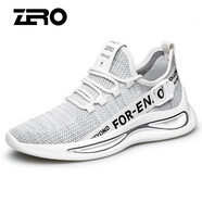 零度尚品zero官方休閑鞋男新品時(shí)尚透氣飛織鞋子男士運動(dòng)男鞋輕便老爹鞋 白色 40