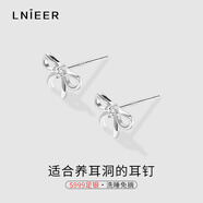 Lnieer999足銀耳釘女迷你小蝴蝶養(yǎng)耳洞睡覺(jué)免摘銀耳環(huán)耳針耳骨釘銀耳飾 銀色蝴蝶結(jié)耳釘