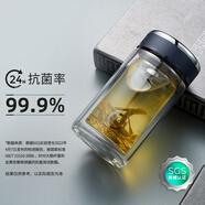 希諾（HEENOOR） 高檔抗菌杯 雙層玻璃杯女士花茶杯帶過(guò)濾網(wǎng)清新學(xué)生男便攜水杯子 295毫升【XN-1955】藏藍
