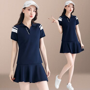 布倫茨諾夏季羽毛球服套裝女網(wǎng)球服運動套裝裙新款短袖褲裙休閑棒球裙球衣 ZM7901藍色 女M/90-100斤