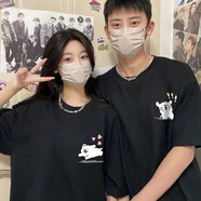 love legend情侶裝短袖夏季t恤套裝一男一女寬松休閑簡(jiǎn)約衣服半袖班服定制 黑男+黑女【小白】 M 男+S 女