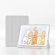 愛立佳 適用于ipad 10.5保護(hù)套帶筆槽Air2 9.7英寸平板殼硅膠三折多角度10.2/7.9 三折透明氣囊【太空灰】+9D高清鋼化膜+貼紙 iPad mini5(7.9英寸)