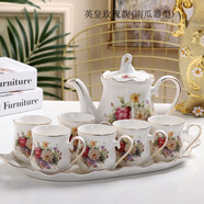陶沁泉整套泡茶景德鎮茶具冷水壺套裝ins茶盤(pán)茶杯陶瓷茶壺帶托盤(pán)家用 英皇玫瑰南瓜款 定型包裝