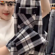啄木鳥格子休閑長褲女2025年春秋冬季新款收腿修身復(fù)古洋氣媽媽小腳褲子 黑白格子[春秋款] M [建議100斤內(nèi)]
