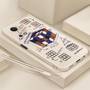 倍思力 適用榮耀暢玩30Plus手機殼CMA-AN00保護套男女款全包防摔磨砂卡通軟殼 榮耀暢玩30Plus-古董白-數字魔方+手繩