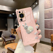 丁域適用華為P70ultra手機殼新款高級感P60水鉆兔新年紅色鏡頭全包p70pro電鍍硅膠防摔軟殼ins風(fēng)保護套 華為p60直邊電鍍-亮金-【白花水鉆兔】