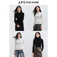 太平鳥女裝針織衫無縫系列打底針織衫女上衣冬 半高領(lǐng)通勤黑 L