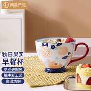 網(wǎng)易嚴(yán)選田園手繪早餐杯水杯 微波爐陶瓷馬克杯 秋日果實(shí)-400ml禮物家居館