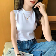 春絮紅舞純棉小半高中領(lǐng)背心女修身內(nèi)搭春夏秋無袖緊身打底衫外穿上衣女 白色【純棉】 2XL 適合120-135斤