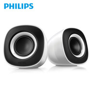 飛利浦（PHILIPS）SPA2201臺(tái)式電腦迷你小音響重低音炮家用筆記本有線小音箱【尾貨機(jī)】 白黑