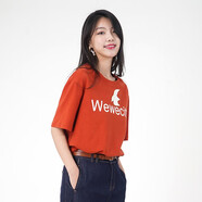 唯唯（WEWE）春季新款女裝個性潮酷休閑寬松T恤女時尚百搭上衣 桔紅 M(165)