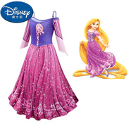 迪士尼（Disney）長發(fā)公主裙睡美人魚迪士尼cosplay服裝兒童在逃公主連衣裙灰姑娘 長發(fā)公主裙 130cm