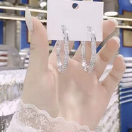 華琉衣新款時(shí)尚經(jīng)典圈圈耳飾超閃大圈圈耳環(huán)復古百搭大耳圈 銀色