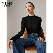 衣香麗影白色半高領(lǐng)針織衫新款立領(lǐng)修身打底衫上衣東方簡(jiǎn)奢風(fēng) 黑色 M