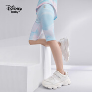 迪士尼（DISNEY）童裝兒童女童五分打底鯊魚(yú)褲滿印外穿褲子24夏DB321ZE05藍(lán)120