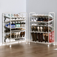 SOFS立式可移動(dòng)鞋架門(mén)口多層家用鞋子收納架子鐵藝雙面斜放式簡(jiǎn)易鞋柜 常規大容量款 白色/6層