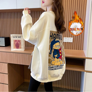 茹蘭丹衛衣女加絨2025春秋冬韓版寬松學(xué)生中長(cháng)款時(shí)尚設計感上衣外套潮 d5584杏色加絨 L 【110-130斤】