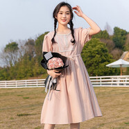 方糖姑娘高初中生少女連衣裙中大童洋氣時(shí)尚寬松裙子2025新款學(xué)生公主裙 5012DYR粉色 XXL