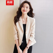 簡(jiǎn)蜓短款西裝外套女2025新款春秋季休閑小個(gè)子氣質(zhì)高級(jí)今年流行小西服 米白色西裝 M