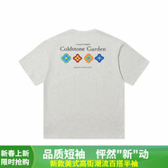 俏博萊CSTONE花瓣四時(shí)花境印花美式高街復(fù)古男女短袖T恤情侶體恤 花灰 M