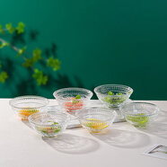皇家洛克 ROYALLOCKE北歐ins復古太陽(yáng)花玻璃碗套裝沙拉水果廚房餐具飯碗湯碗碗具套裝 太陽(yáng)花碗6只