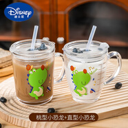 迪士尼（Disney）鋼化玻璃杯防摔家用兒童牛奶杯刻度喝水杯子女可加熱奶粉杯 【棒球龍+直身棒球龍】杯+2蓋+2