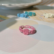 綠喆日韓甜美少女手繪mini卡通彩色戒指時(shí)尚食指戒指環(huán)禮物送老婆 粉色 小王子戒指