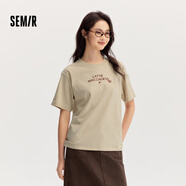 森馬（Semir）【夏日T恤合輯】短袖T恤女中長款滿印夏印花落肩上衣寬松顯瘦涼感 G款中長款寬松印花-貝殼卡50233 155/80A/S