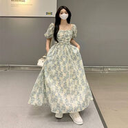 YFZB胖媽媽加肥加大夏季裝特大碼300斤胖mm碎花裙小清新森女夏季新款 圖片色 7XL 建議220-240斤