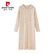 皮爾卡丹帶帽針織連衣裙女內(nèi)搭2024新款秋冬連帽打底長(zhǎng)款氣質(zhì)毛衣長(zhǎng)裙過膝 杏色 S