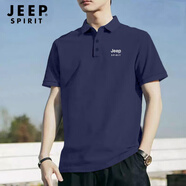 JEEP SPIRIT短袖t恤男透氣夏季翻領(lǐng)polo衫男速干冰絲休閑運(yùn)動(dòng)上衣 藏青M
