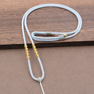 南有栗可調節手工編織佛牌玉佩吊墜掛繩項鏈繩女士男士高檔無(wú)事牌掛脖繩 轉運結掛繩-銀灰色